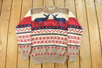 Vintage 1990s St. John's Bay Deer Knit Crewneck Sweater Men's Large