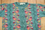 Vintage 1990s Willow Ridge Floral Theme Knitted Cardigan Sweater