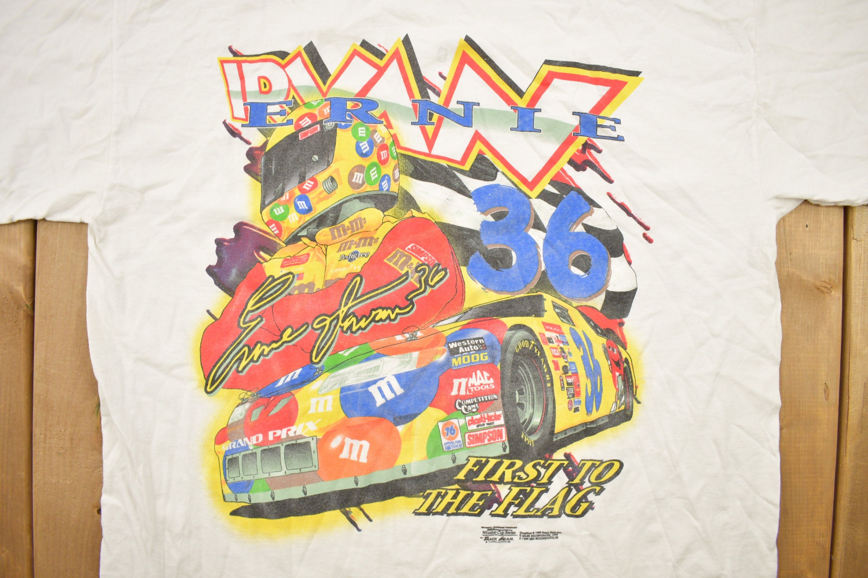 Vintage 1999 Ernie Irvan NASCAR M&M's Racing T-Shirt