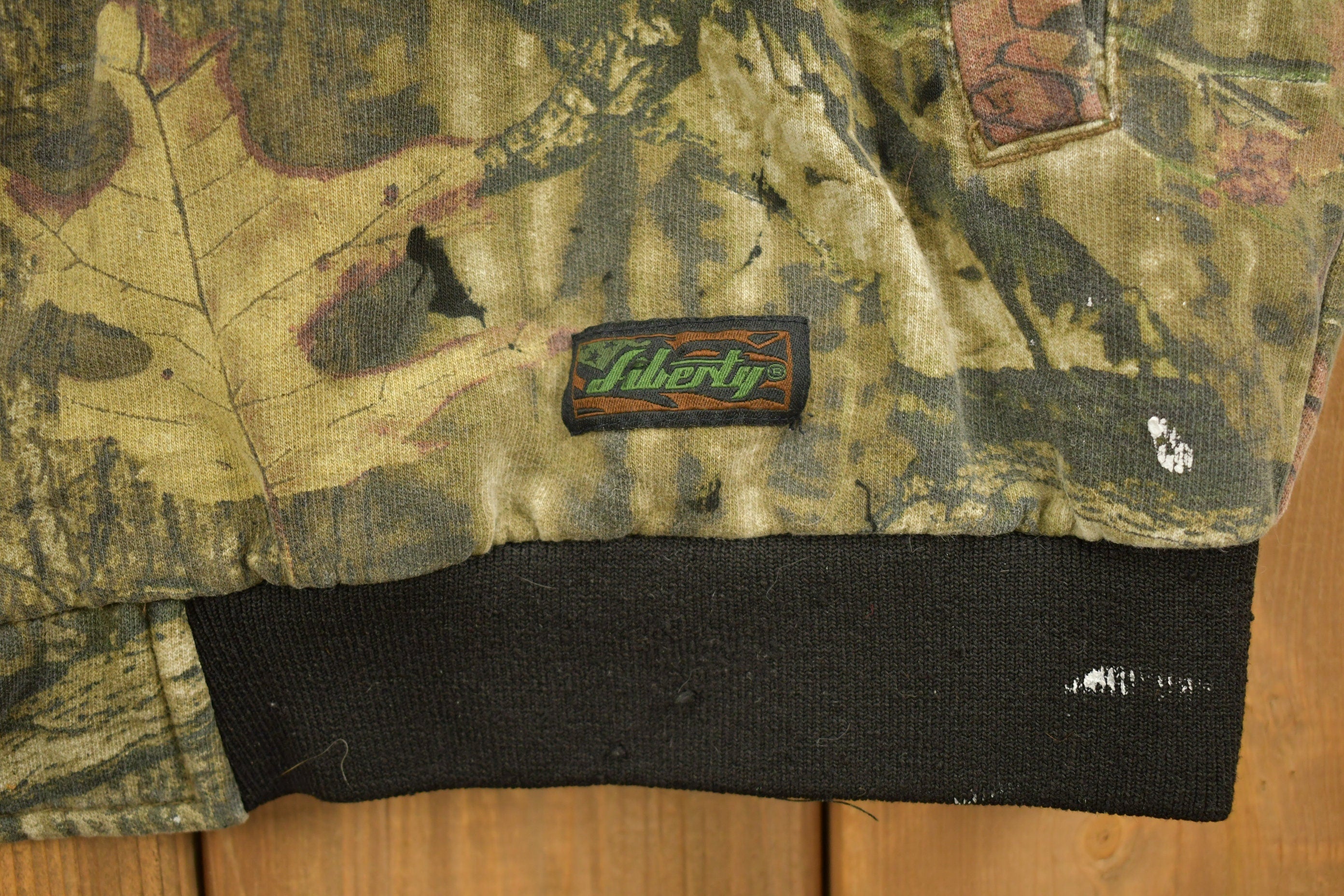 Vintage 1990s Liberty Camo Zip Up Graphic Hoodie / 90s Hoodie / Vintage Sweater / 90s Full Zip / Color Block / Hunting Jacket