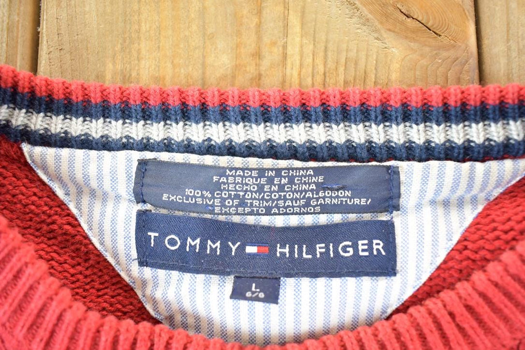 Vintage 1990s Tommy Hilfiger Knit Abstract Pattern Crewneck Sweater Mens L