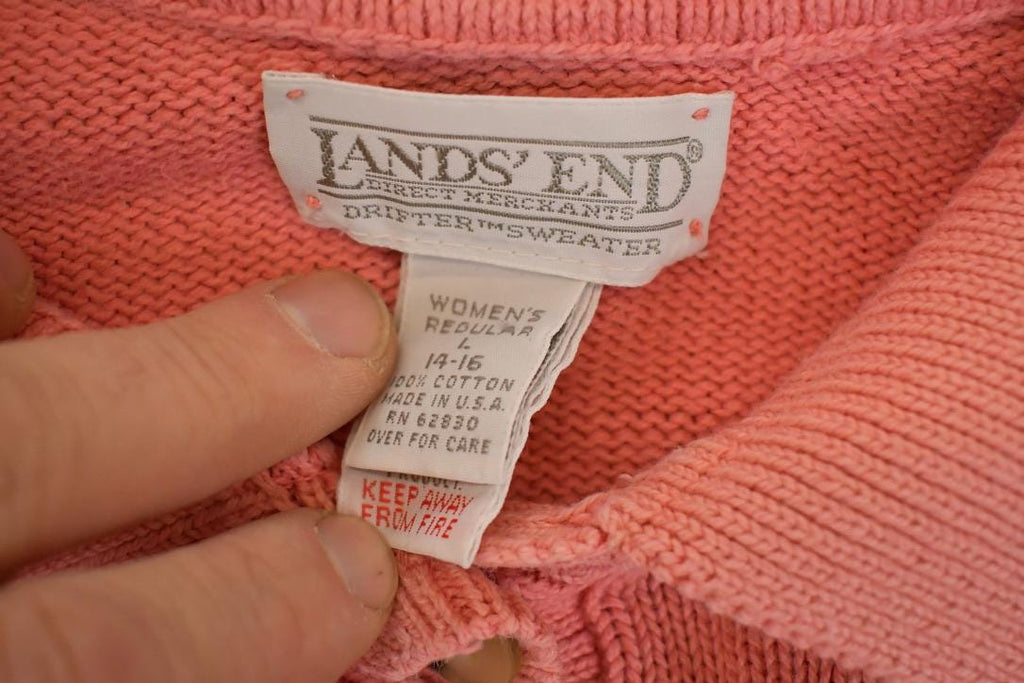 Vintage 1990s Lands End Knit Cardigan Sweater Womens L