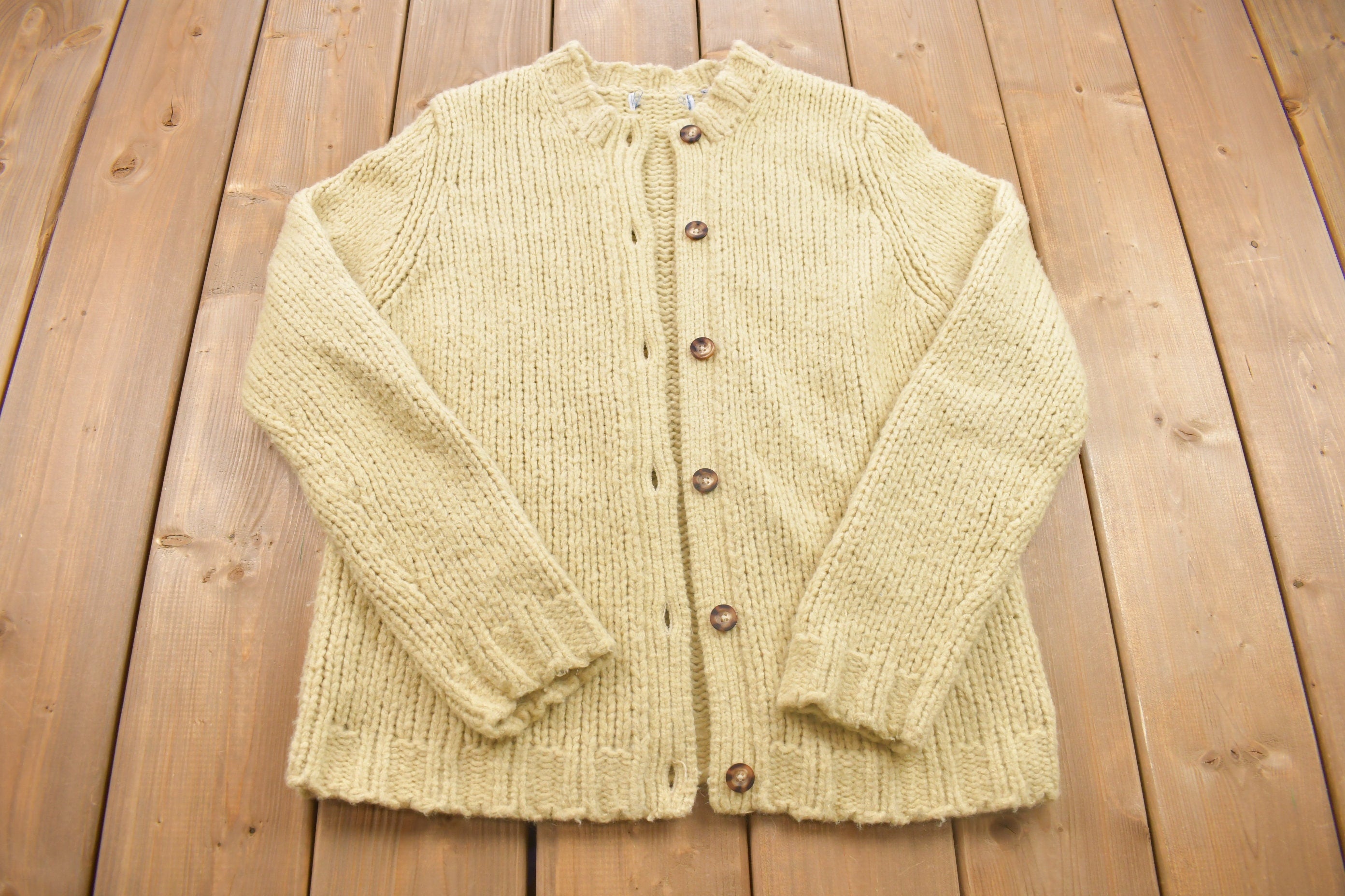 Vintage 1980s Knitted Button Up Cardigan Sweater