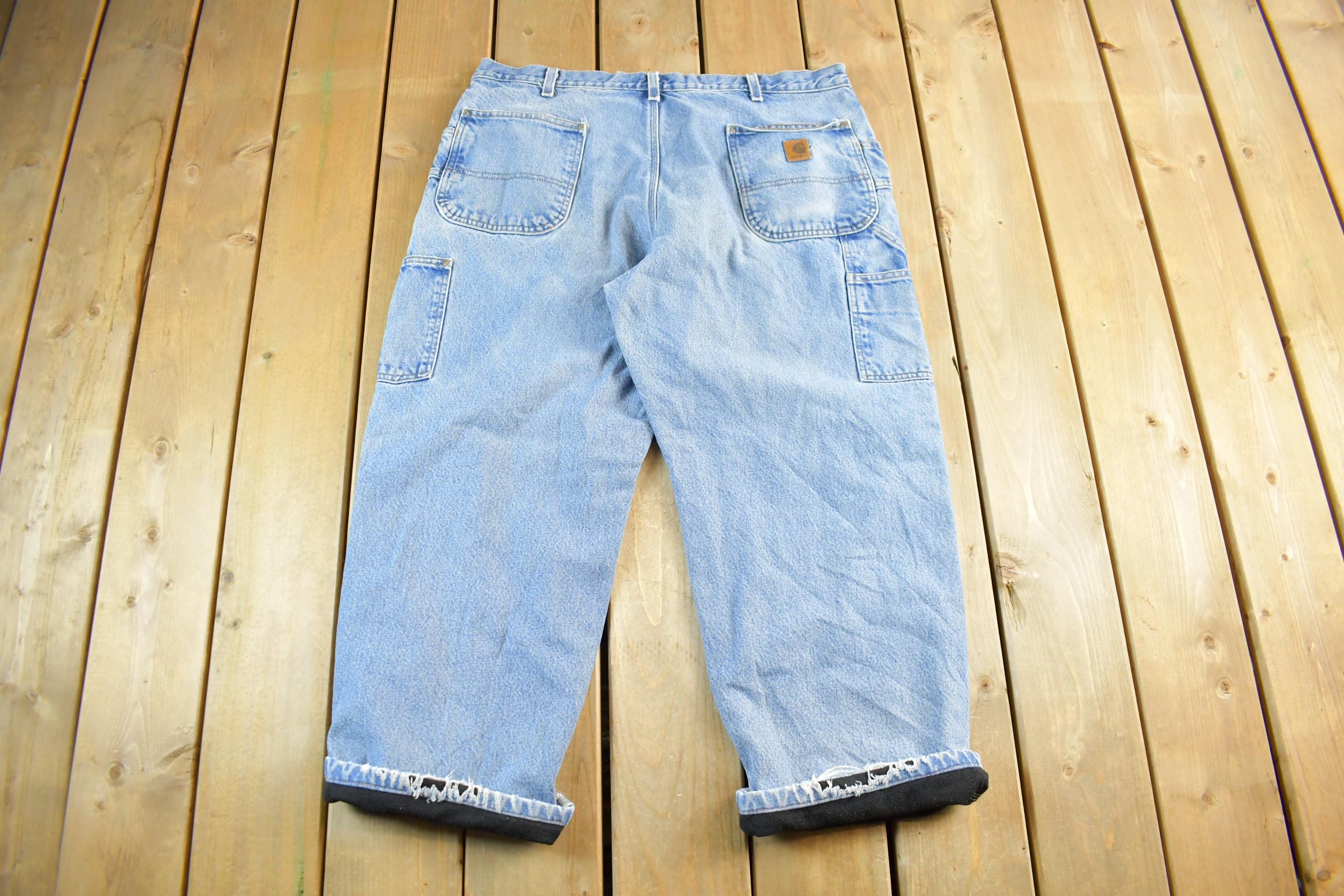 Vintage 1990s Carhartt Distressed Lined Denim Work Jeans Men's 39 x 28
