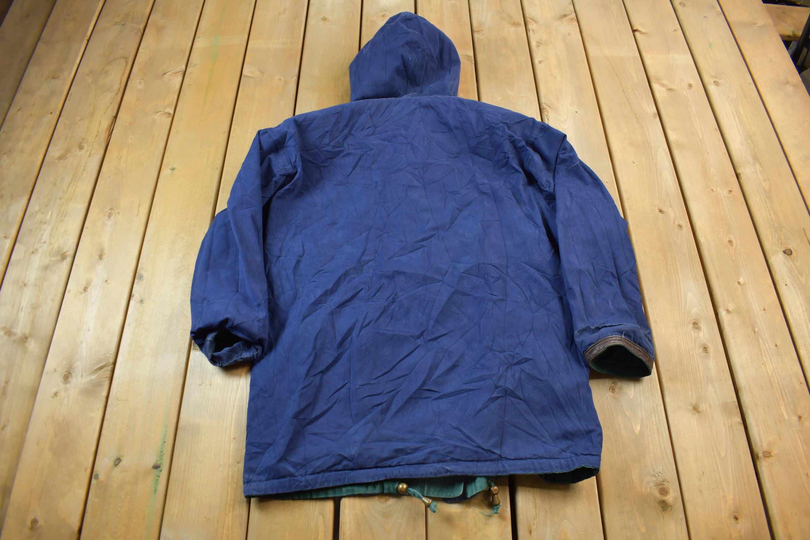 Vintage 1990s Braetan Reversible Blue & Green Hooded Jacket