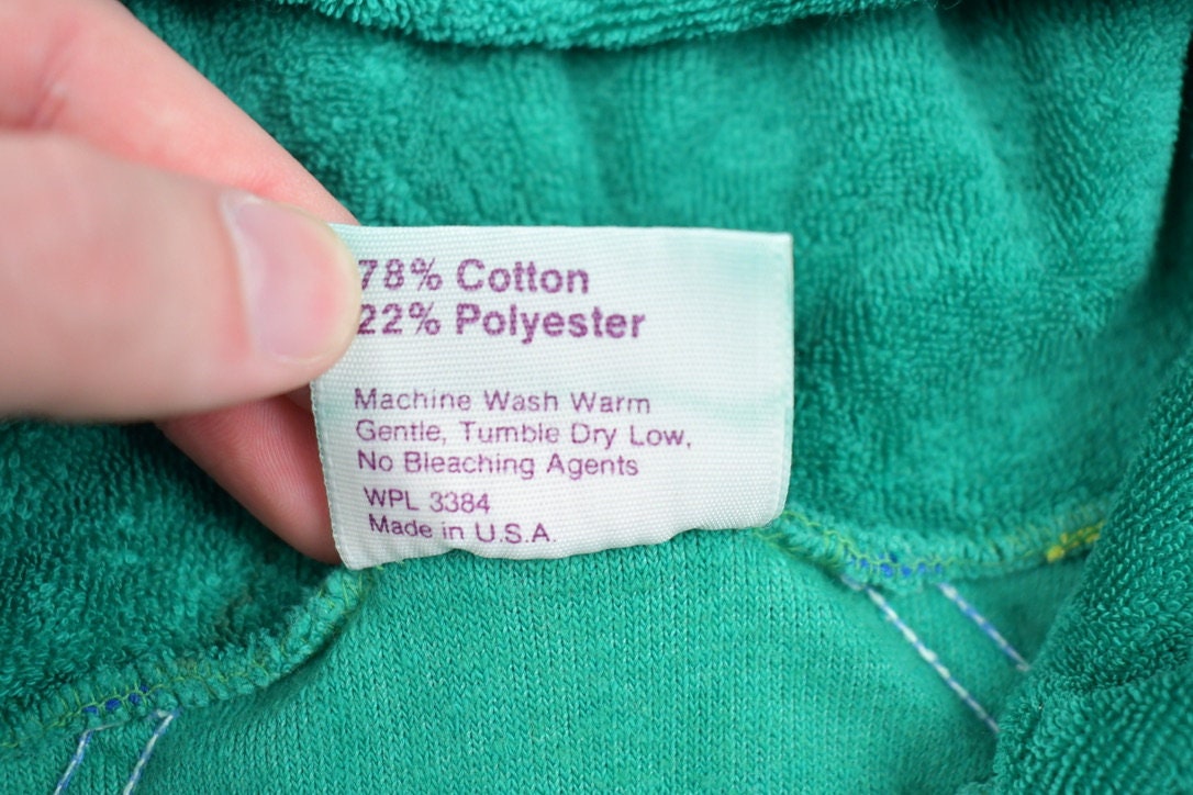 Vintage 1990s Blank Turquoise Terry Cloth Hoodie