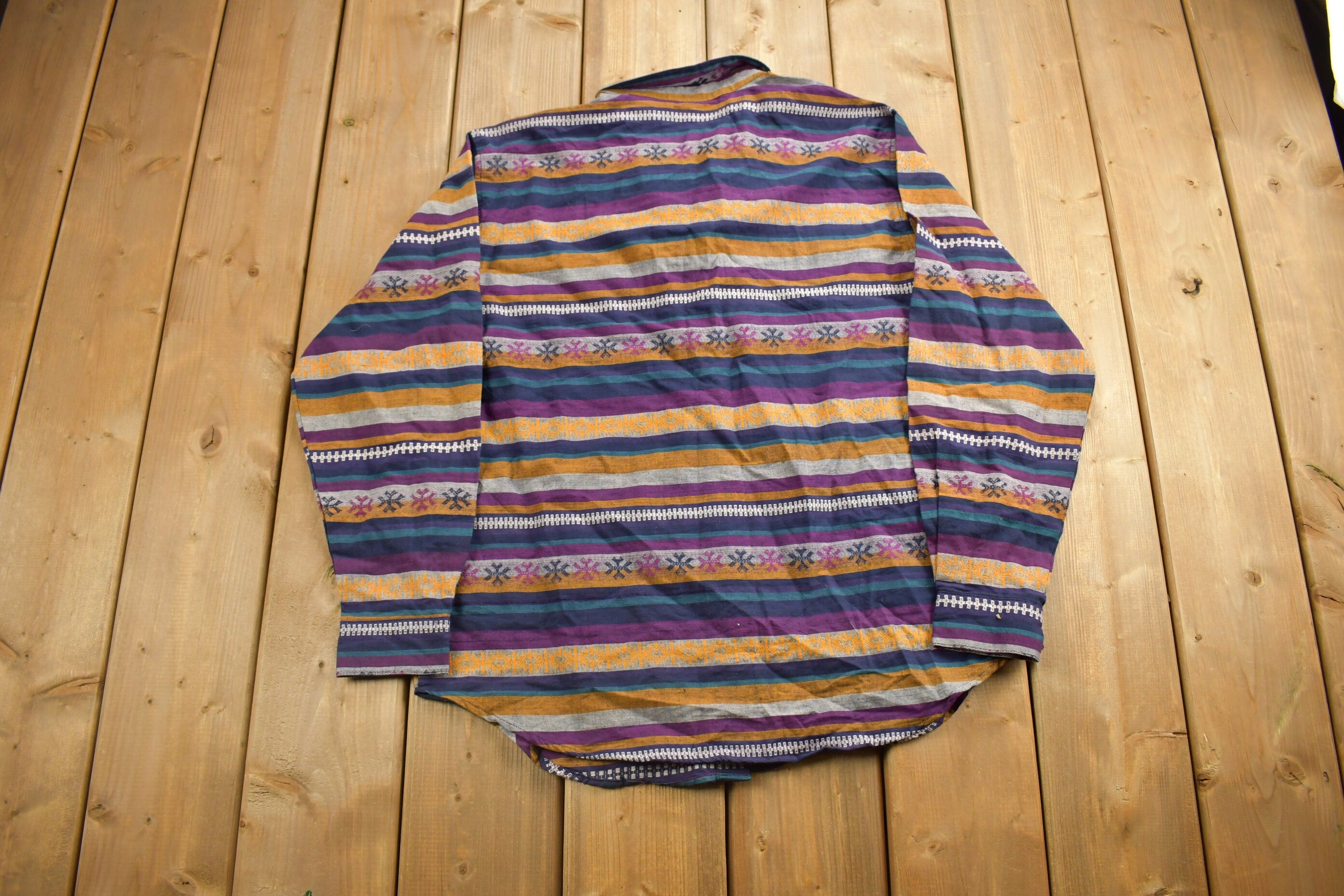 Vintage 1990s Backroad Blues Colorful Striped Button Up Shirt