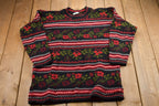 Vintage 1990s Floral Print Spunky Knitted Sweater