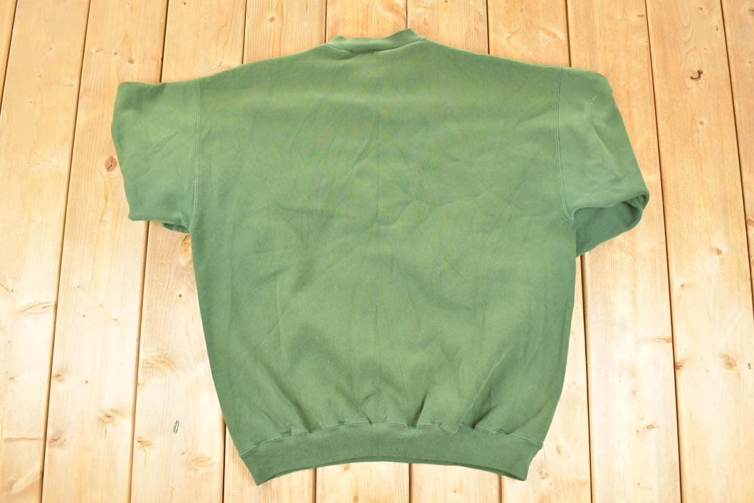 Vintage 1990s Discus Athletic Blank Army Green Crewneck Sweatshirt Men's L / Made In USA / 90s Blanks Sweater