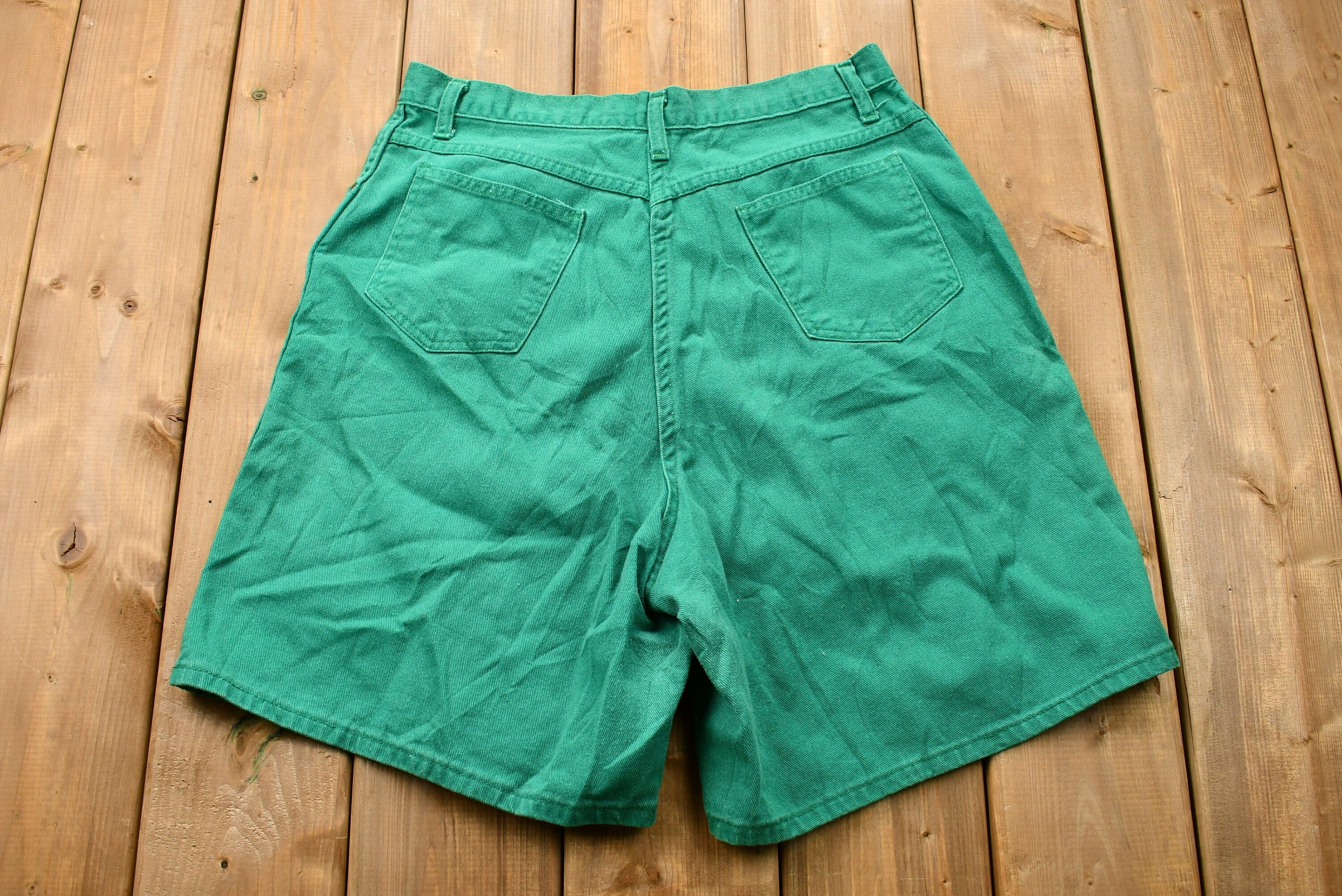 Vintage 1990s Green High Waist Denim Shorts