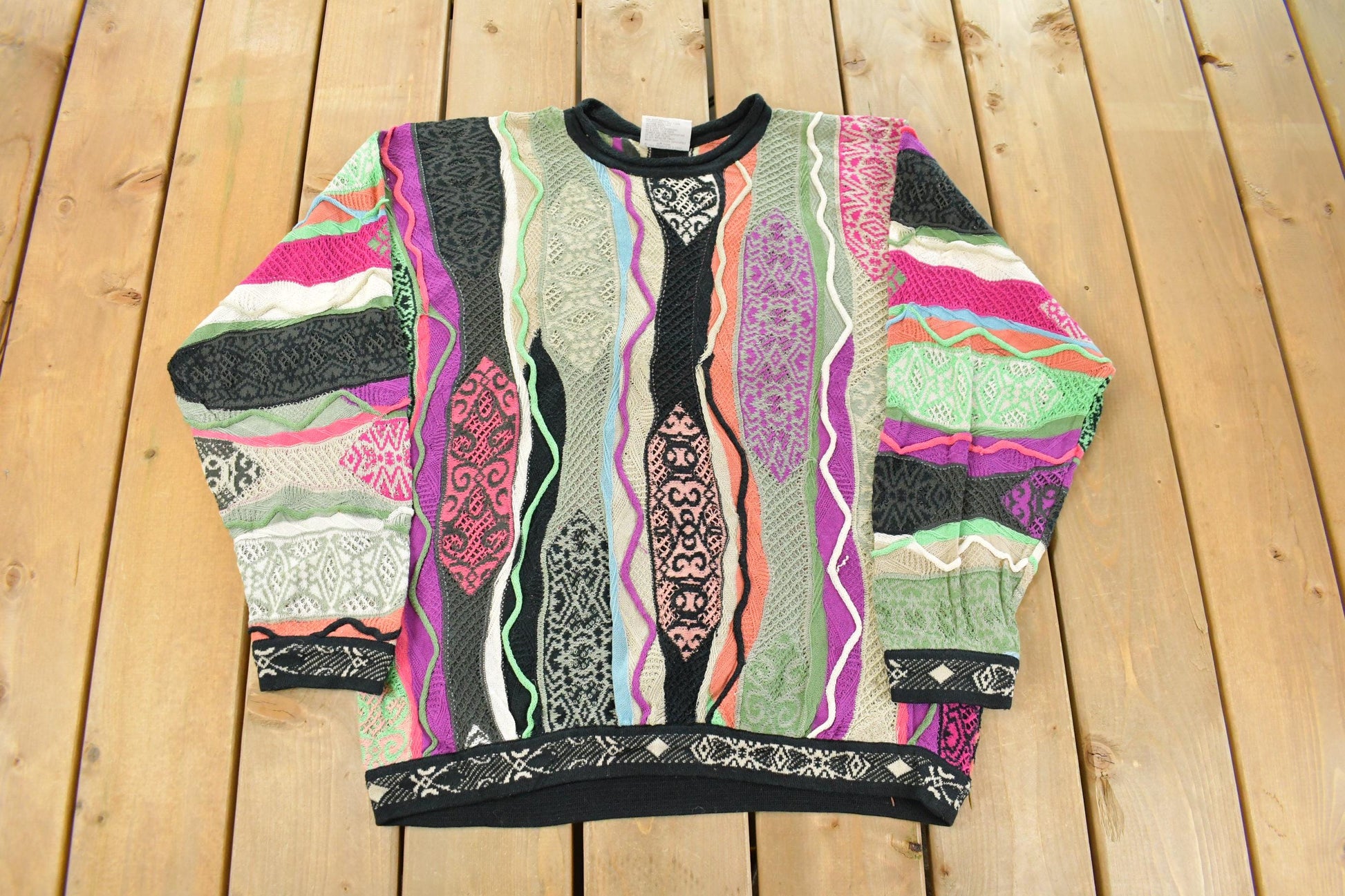 Vintage 1990s Coogi Classic 3D Knit Abstract Crewneck Sweater Men's Large
