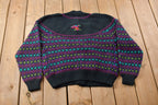 Vintage 1990s Ivy Hand Knitted Button Up Sweater