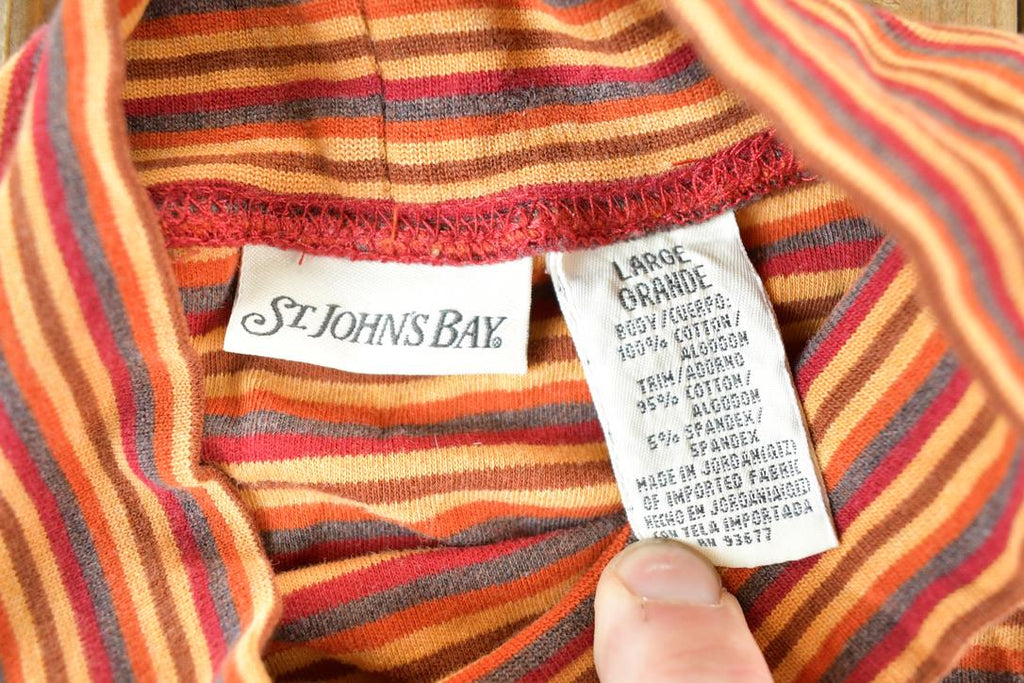 Vintage 1990s St John's Bay Striped Crewneck Sweatshirt Mens L