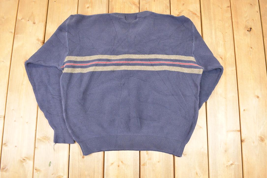 Vintage 1990s Eddie Bauer Knit V Neck Sweater Mens L / 90s Knitted Sweatshirt / Vintage Preppy Knits