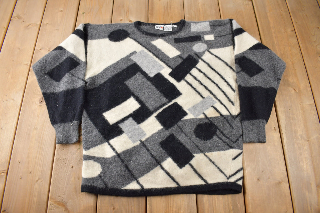 Vintage 1990s Joye Fun Geometric Knit Crewneck Sweater Size Women's M