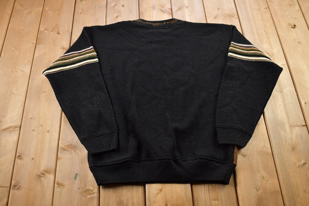 Vintage 1990s Protege Knitted Crewneck Sweater 3D Pattern