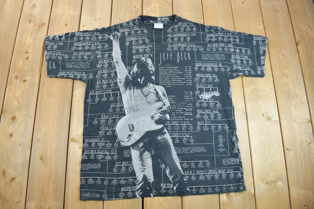Vintage 1995 Jeff Beck Anthology All Of Over Print Band Tee