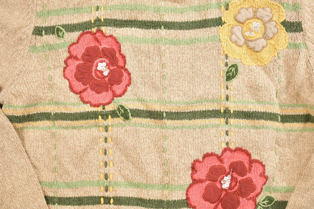 Vintage 1990s Cute Floral Knit Sweater