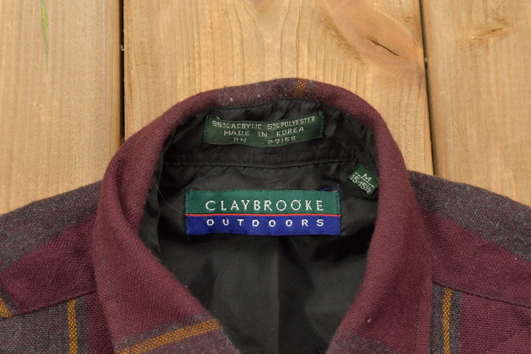 Vintage 1990s Claybrooke Outdoors Plaid Lined Flannel Button Up Shirt