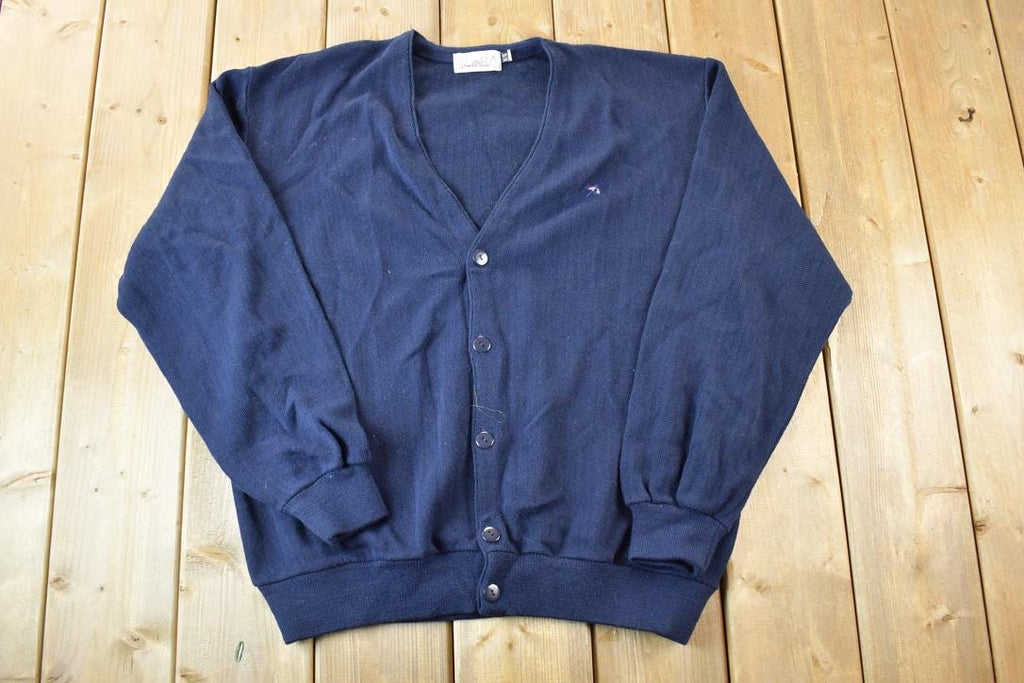 Vintage 1990s Arnold Palmer Knit Perfect Mild Distress Cardigan Sweater Made In USA