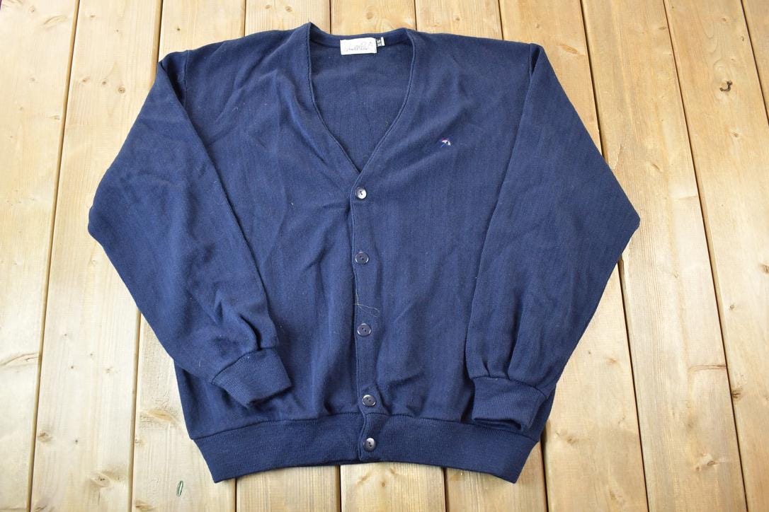 Vintage 1990s Arnold Palmer Knit Perfect Mild Distress Cardigan Sweater Made In USA