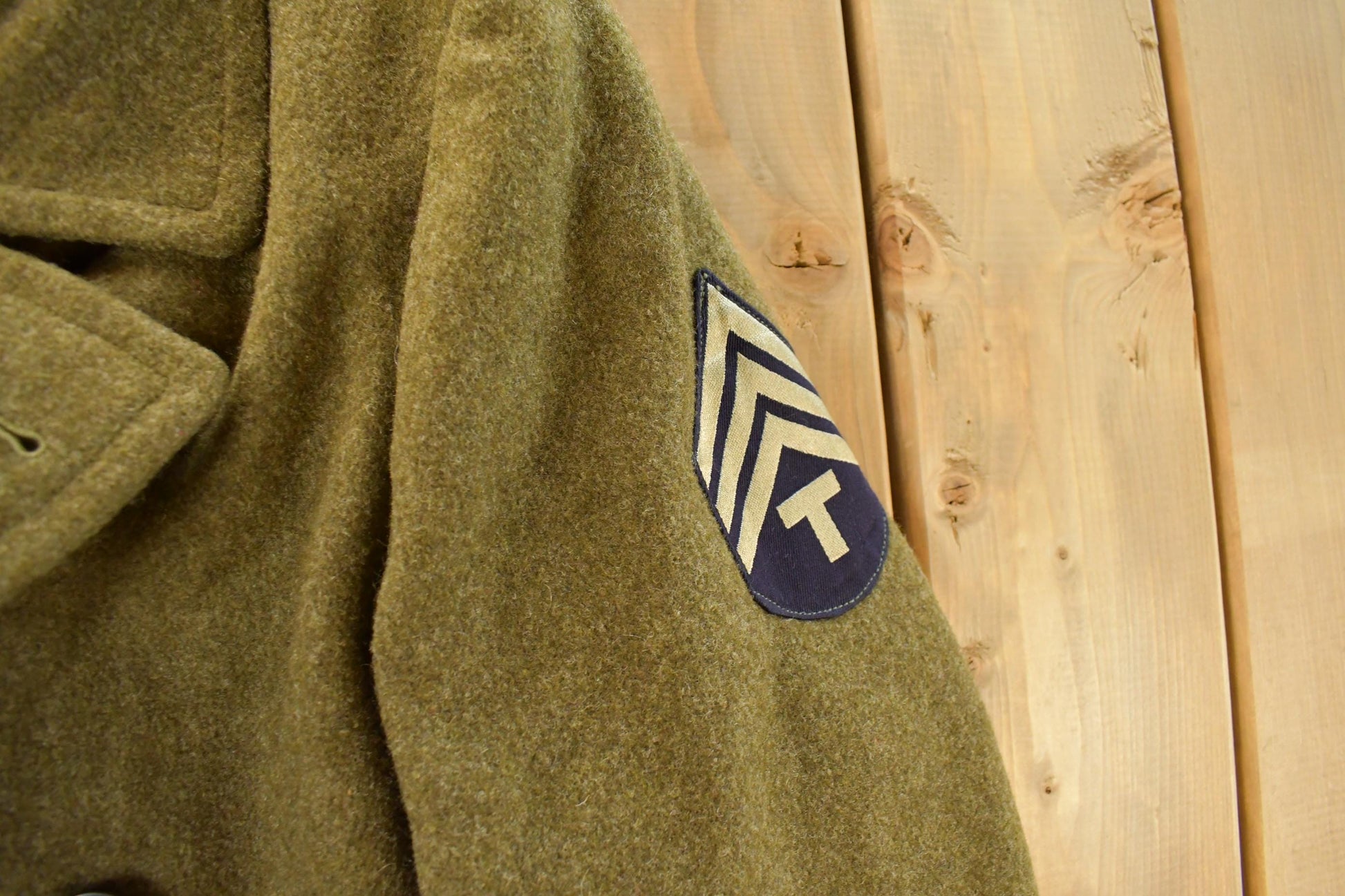 Vintage 1940s WWII Era Military Wool Trench Coat Men's M