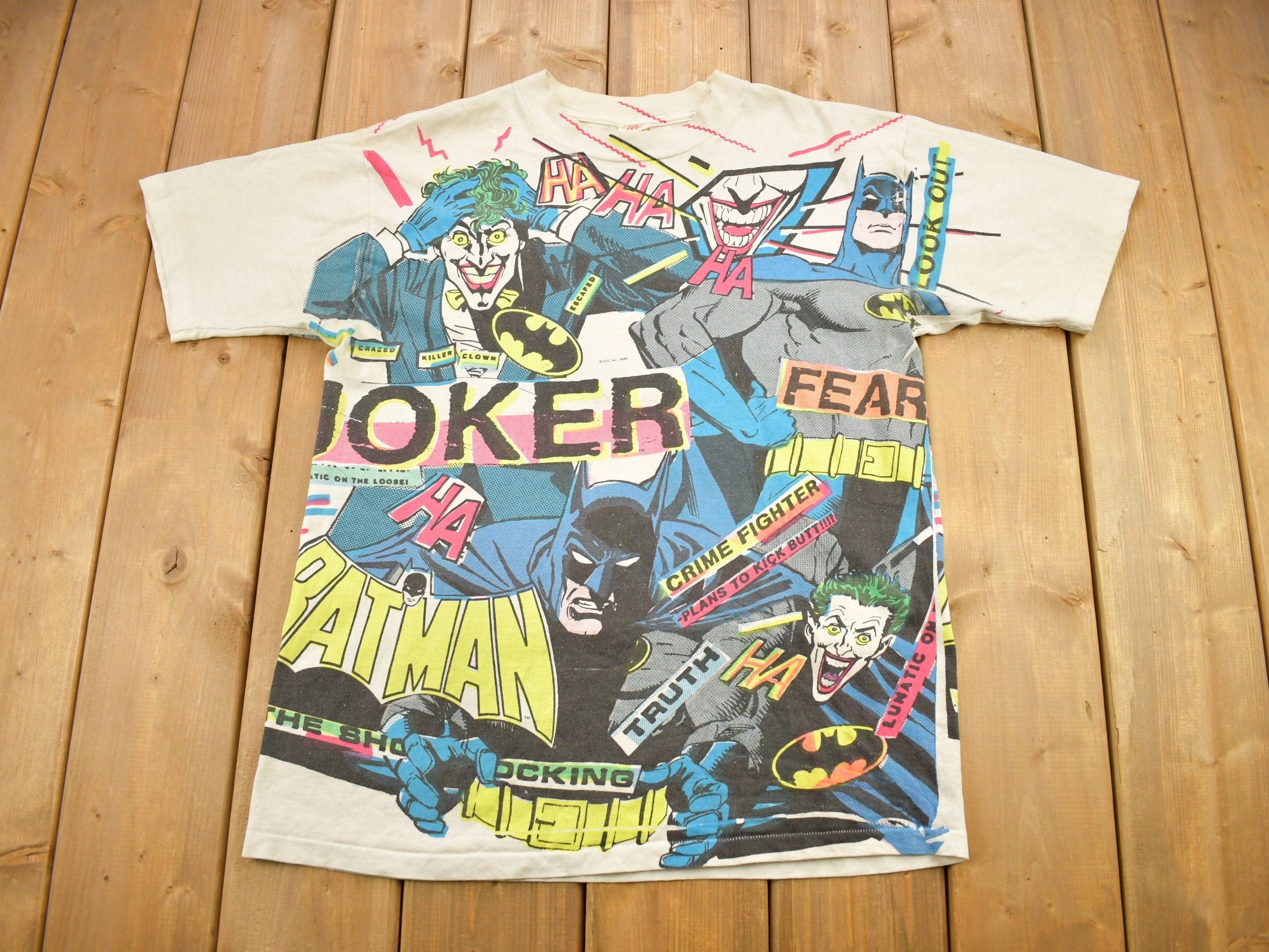 Vintage 1989 Batman & Joker DC Comics All Over Print T-Shirt
