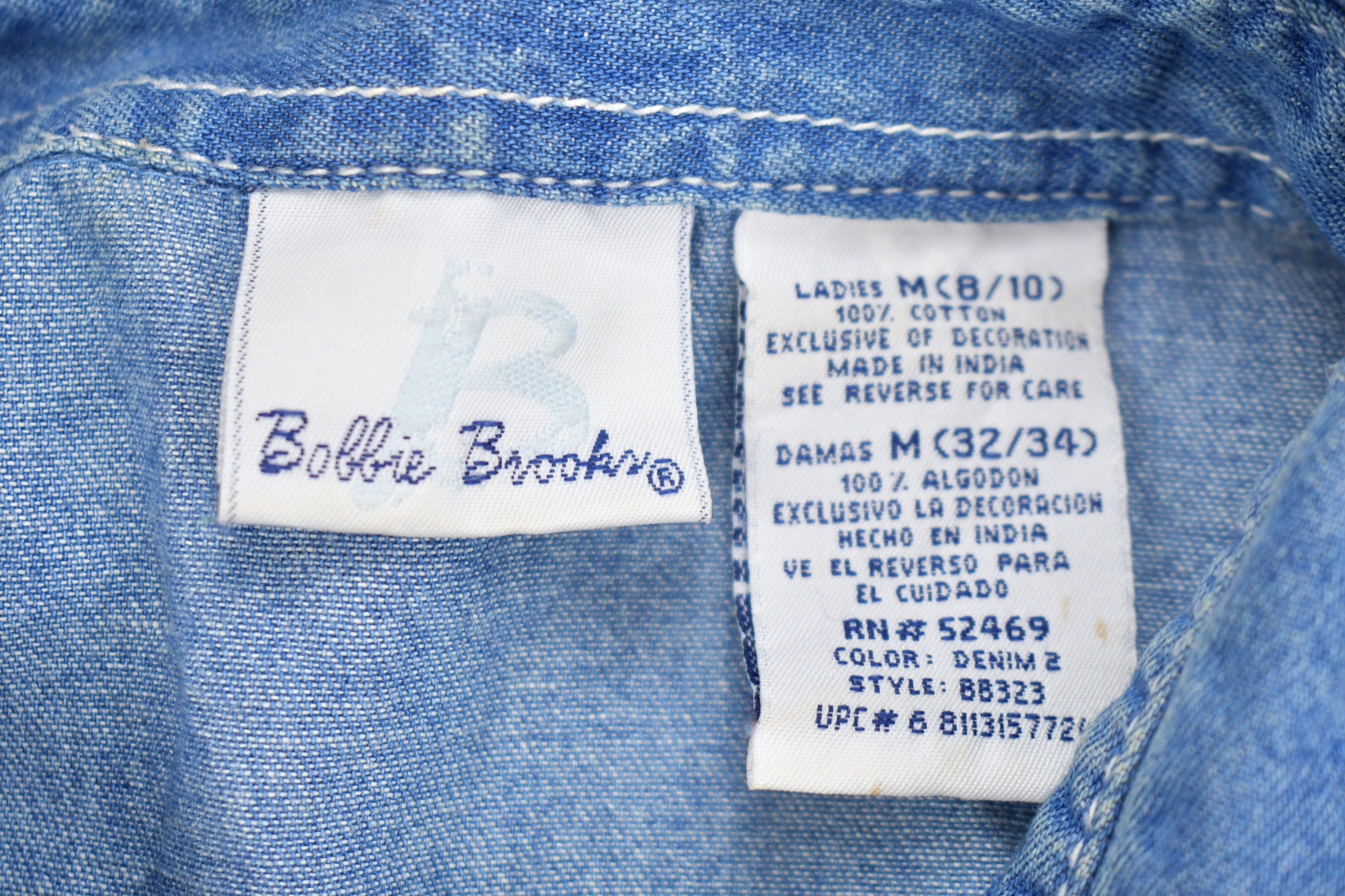 Vintage 1990s Bobbie Brooks Cute Denim Embroidered Button Up Shirt