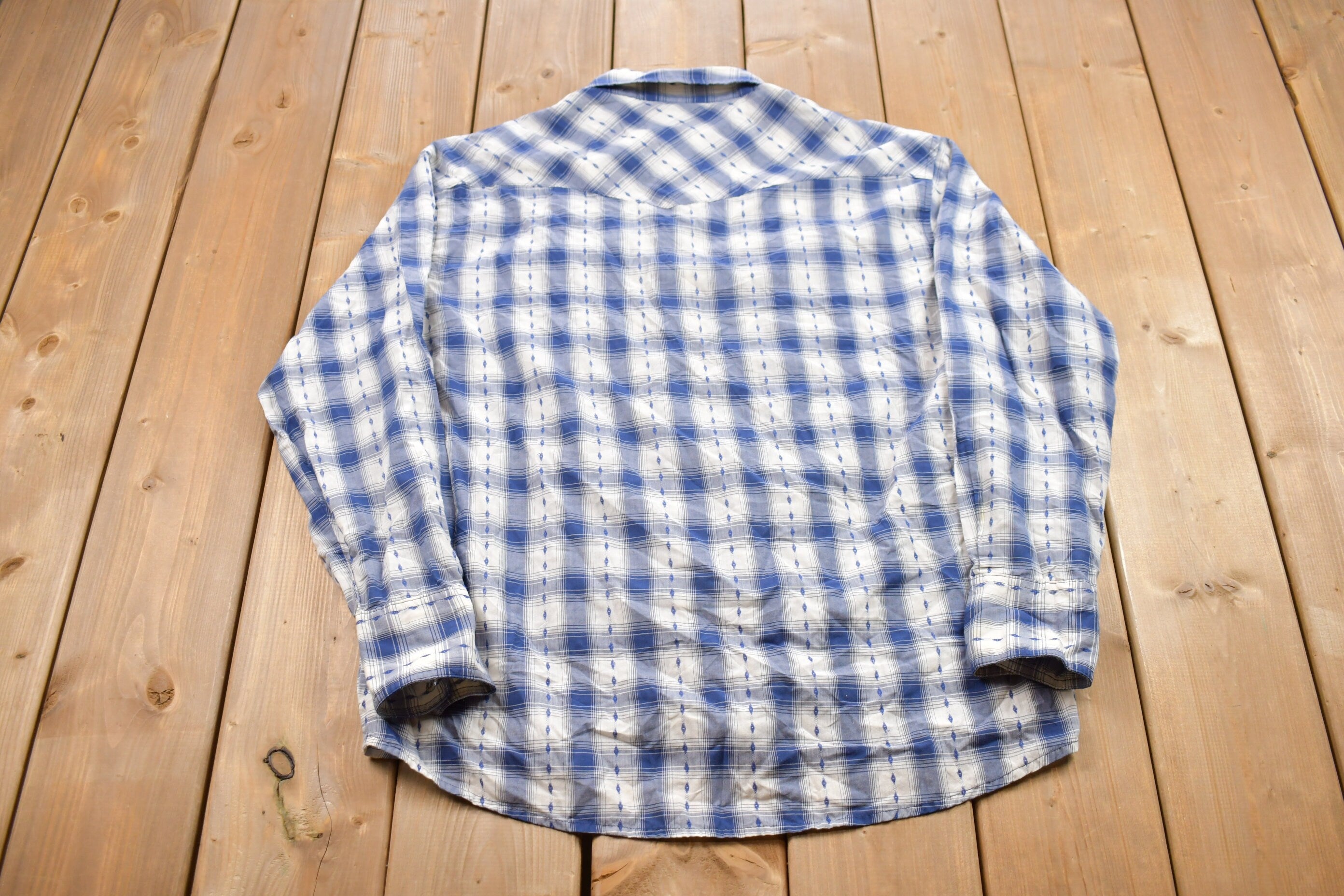 Vintage 1990s Wrangler Rustler Plaid Western Flannel Button Up Shirt