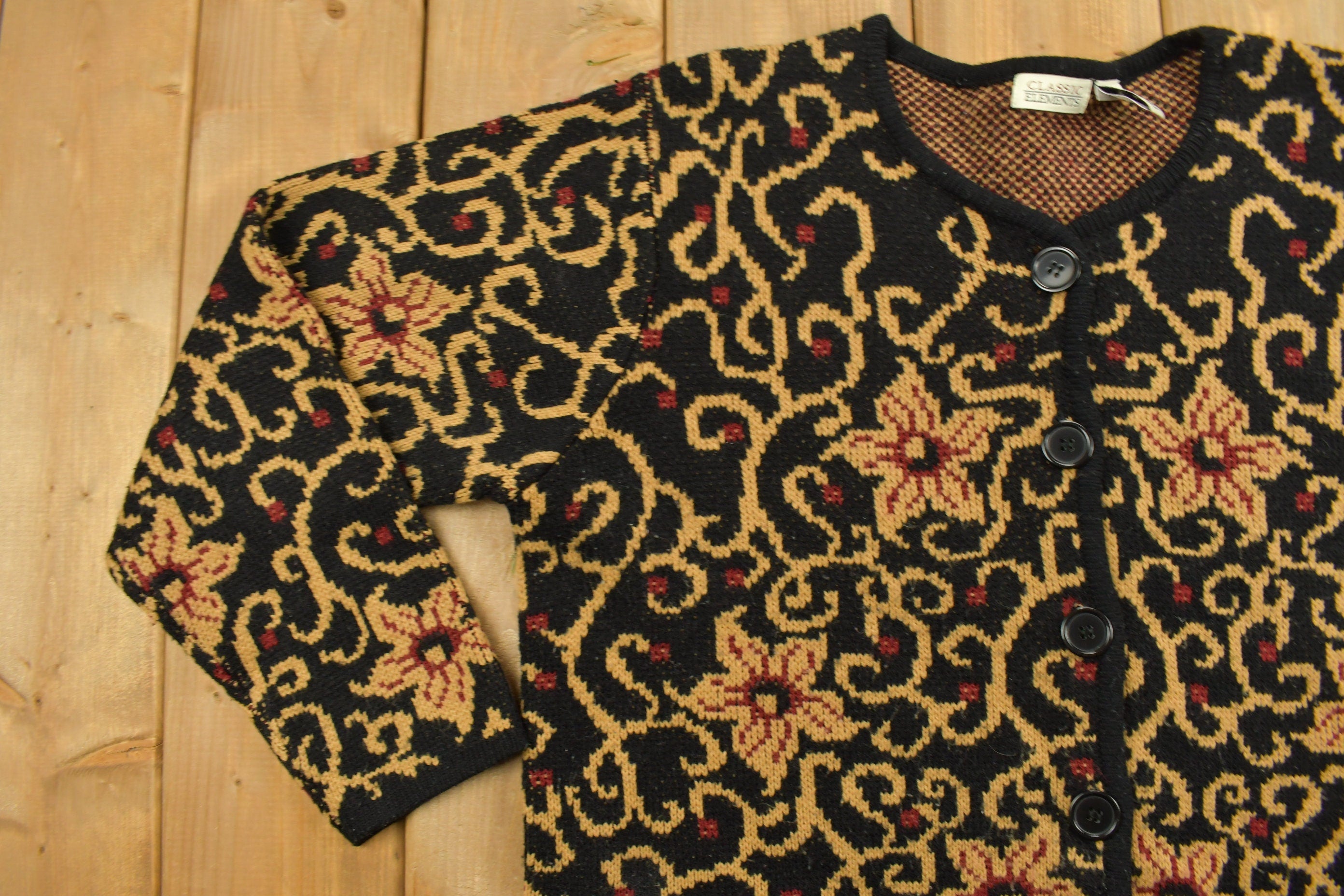Vintage 1990s Classic Elements Floral Cardigan Sweater