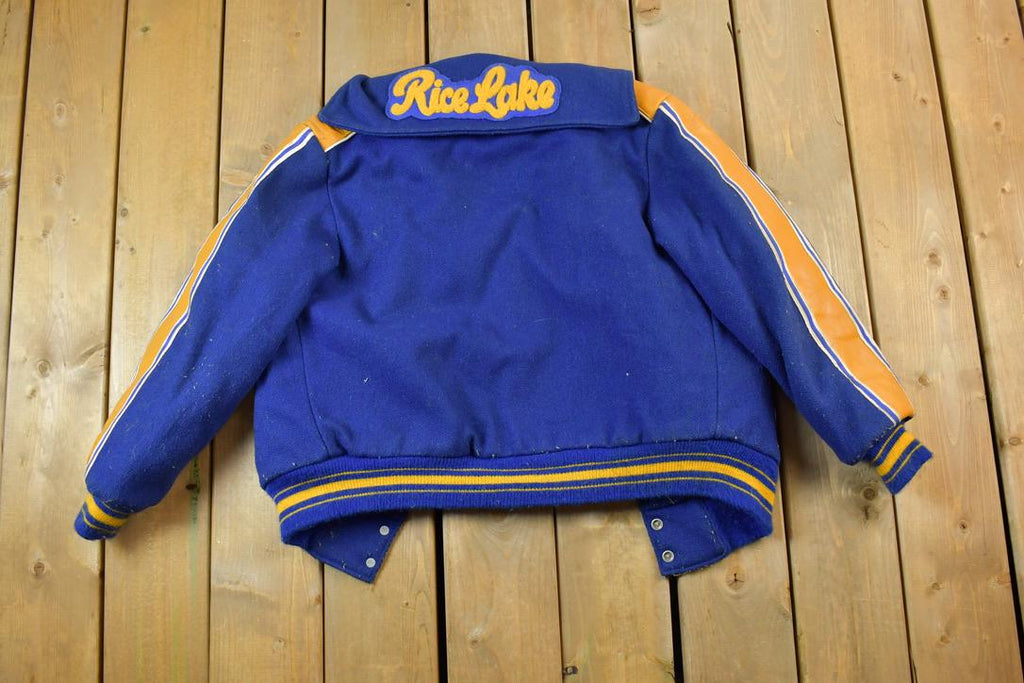 Vintage 1970s Trophy Jackets Rice Lake Number 88 Leather & Wool Varsity Jacket Made In USA