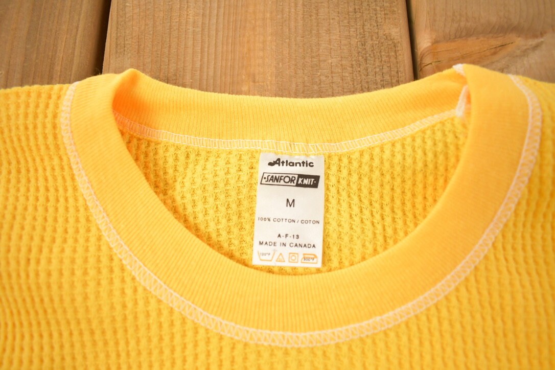 Vintage 1970s Deadstock Atlantic Sanfor Knit Thermal Yellow T Shirt / Vintage T Shirt / True Vintage / Deadstock / 70s / Made In Canada