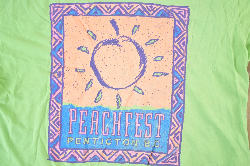 Vintage 1990s Peach fest Penticton B.C Souvenir Single Stitch Graphic Print T-Shirt Made In USA