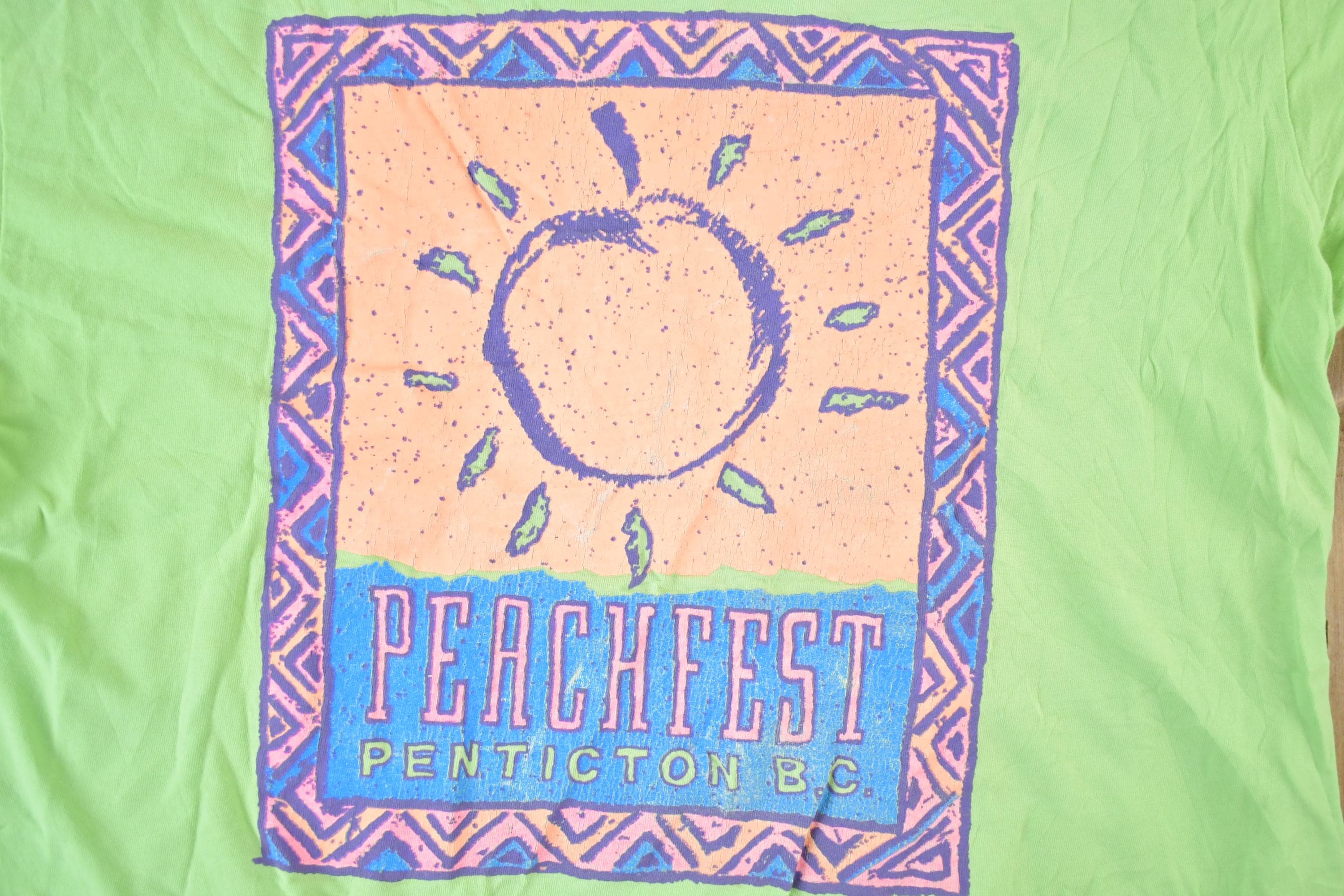 Vintage 1990s Peach fest Penticton B.C Souvenir Single Stitch Graphic Print T-Shirt Made In USA