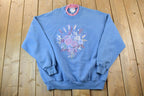 Vintage 1990s Morning Sun Cute Floral Double Collar Crew Neck Sweater