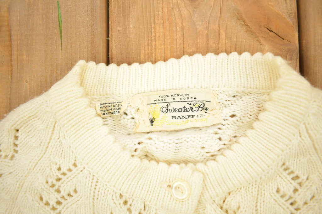 Vintage 1980s Knitted Laced Cardigan Sweater