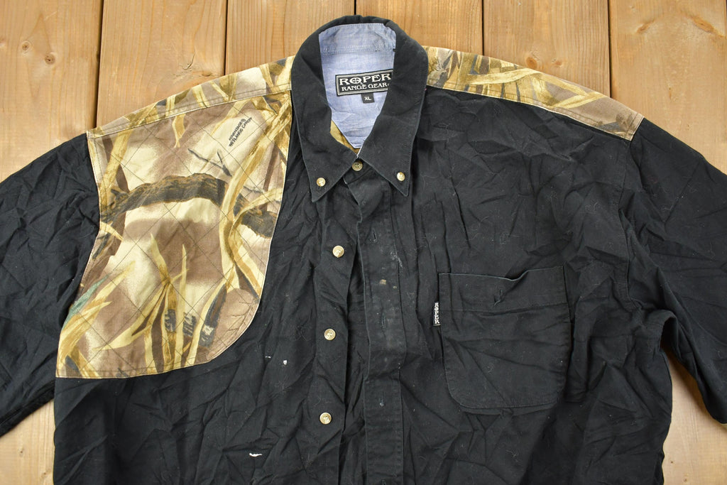 Vintage 1990s Roper Range Gear Wetlands Camo Button Up Shirt