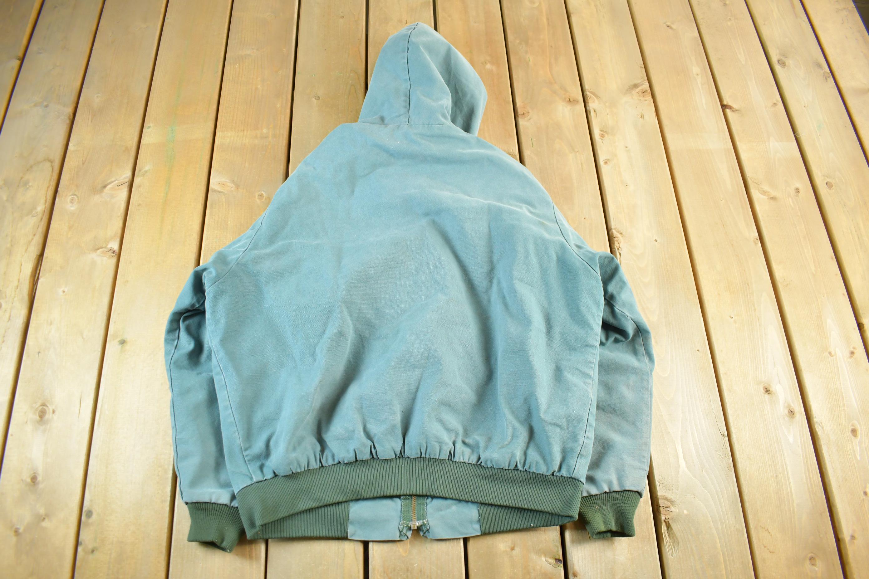 Vintage 1990s Key Sun Faded Hooded Work Jacket Men's XL