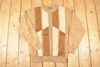 Vintage 1980s Platinum Mode Suede Patch Cable Knit Crewneck Sweater Mens L