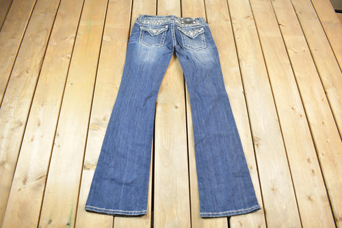 Vintage Y2K Miss Me Bedazzled Low Rise Jeans Size 26x33 / Boot Cut Jeans / Y2K Style / Embroidered Jeans / 2000s / Contrast Stitching