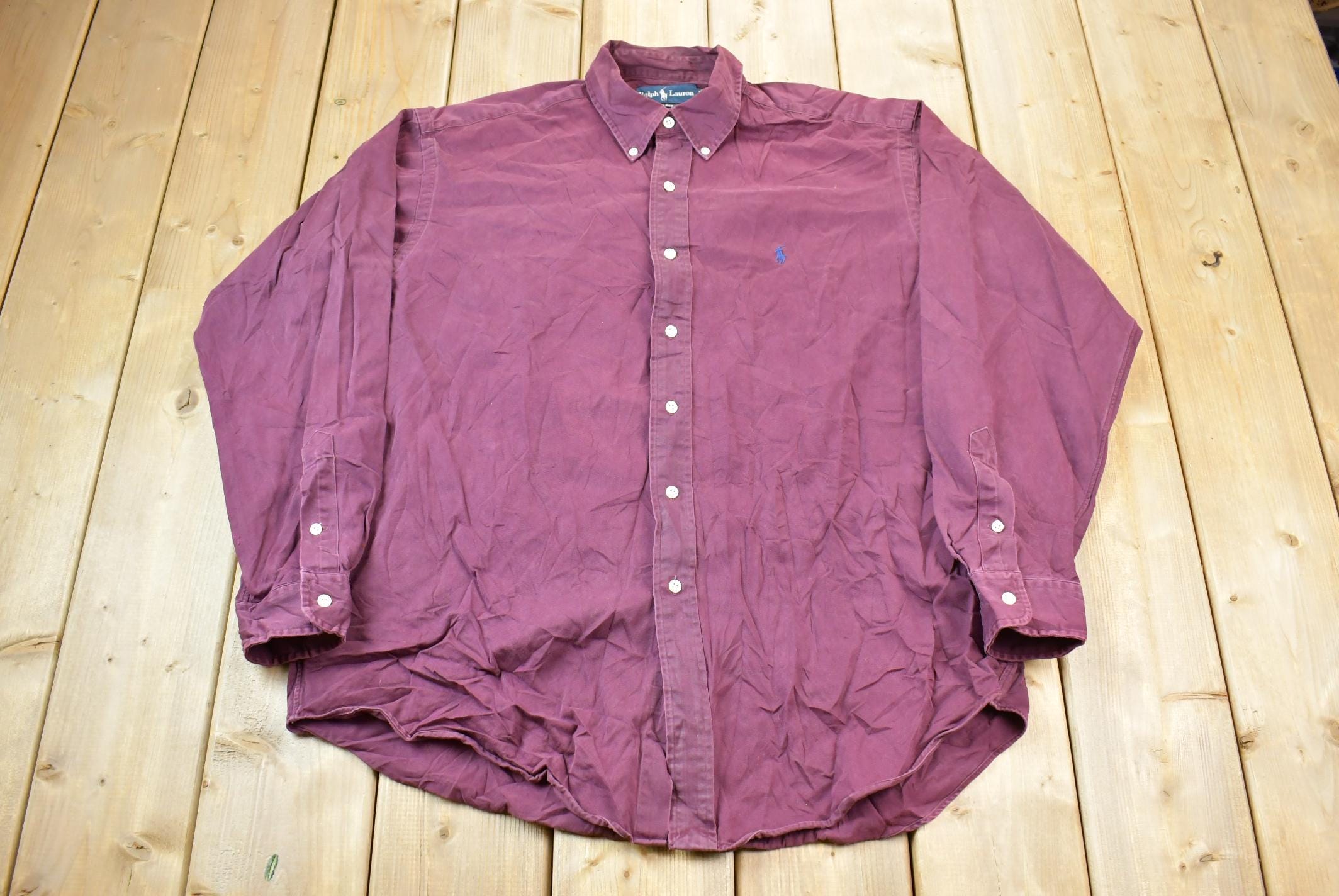 Vintage 1990s Ralph Lauren Blake Small Pony Red Button Up Shirt Size L