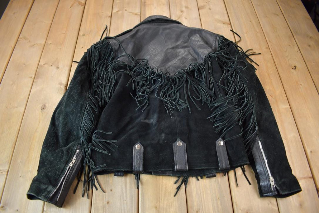 Vintage 1990s MOB Genuine Leather Fringed Jacket