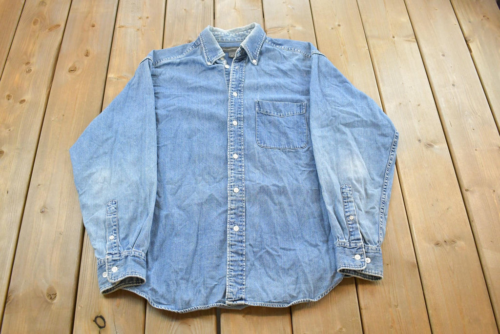 Vintage 1990s Banana Republic Denim Button Up Shirt Men's Medium /