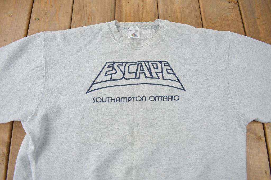 Vintage 1990s ESCAPE South Hampton Ontario Souvenir Crewneck Sweatshirt Made In Canada