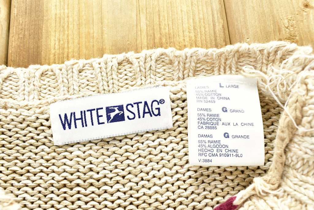Vintage 1990s White Stag 3D Holiday Knitted Patchwork Ladies Sweater