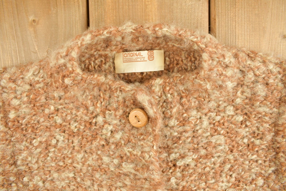 Vintage 1960s Button Up Knit Sweater  Vintage 90s Crewneck  Outdoorsman  Vintage Knit  Winter Sweatshirt