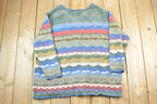 Vintage 1990s PS casual Landscape Theme Knit Crewneck Full Zip Sweater