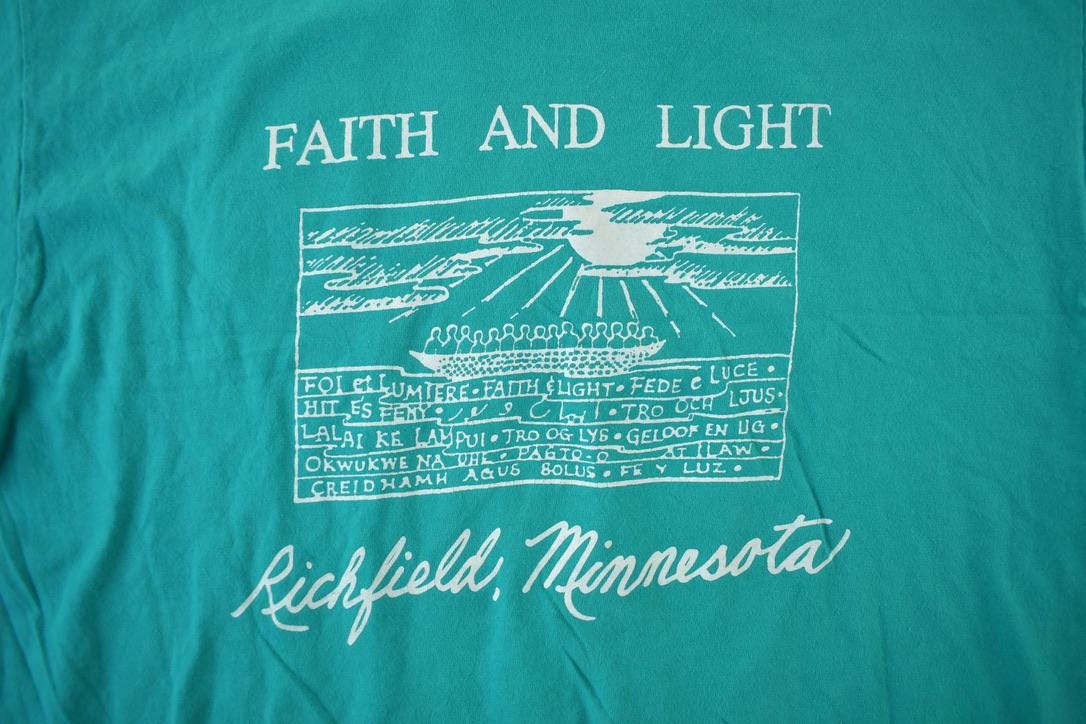 Vintage 1990s Faith and Light Richfield Minnesota Christian Religious T-Shirt