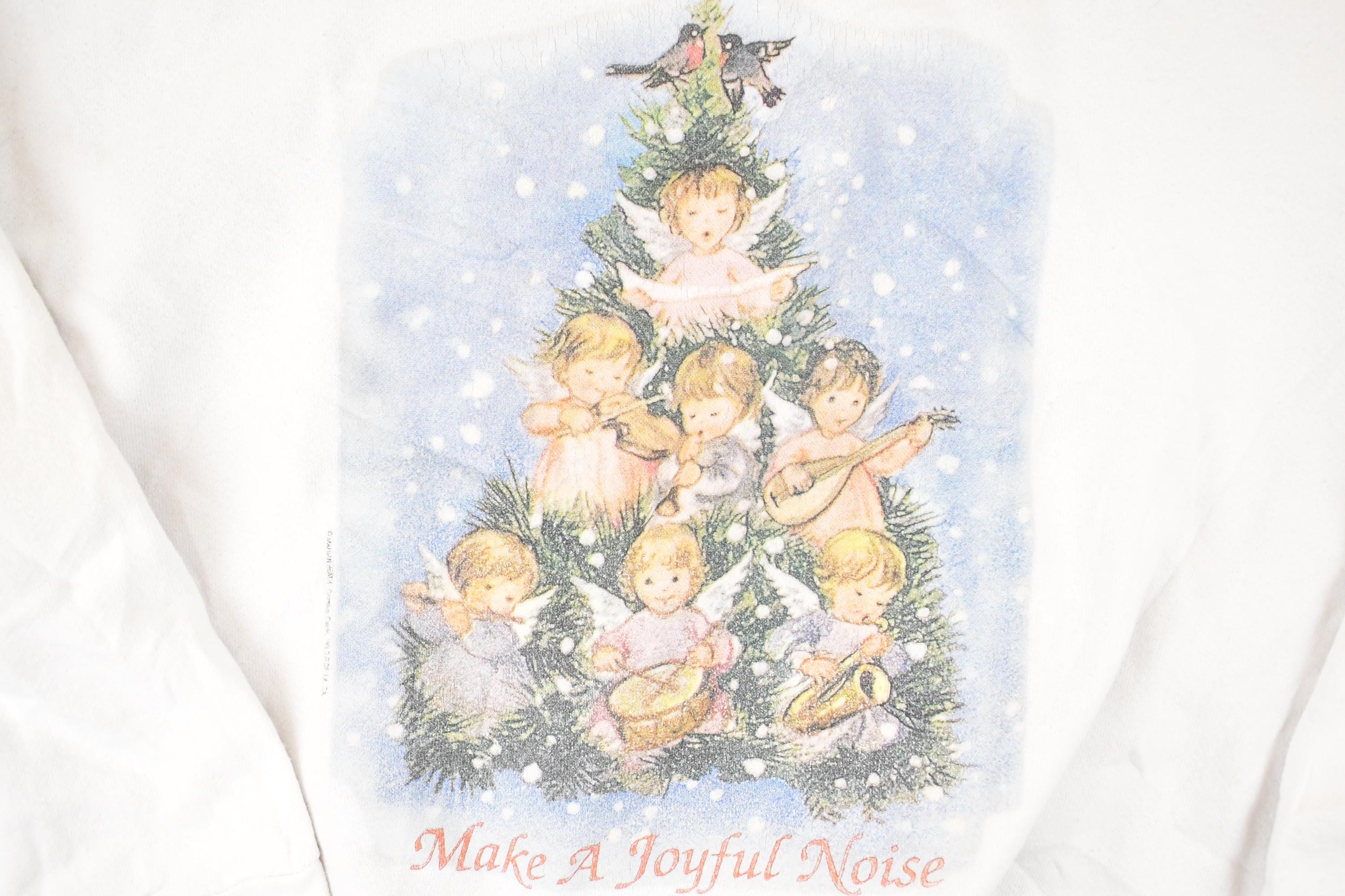 Vintage 1990s Make A Joyful Noise Collared Graphic Print Sweatshirt Women's L / Made In USA / 90's Destination Sweater