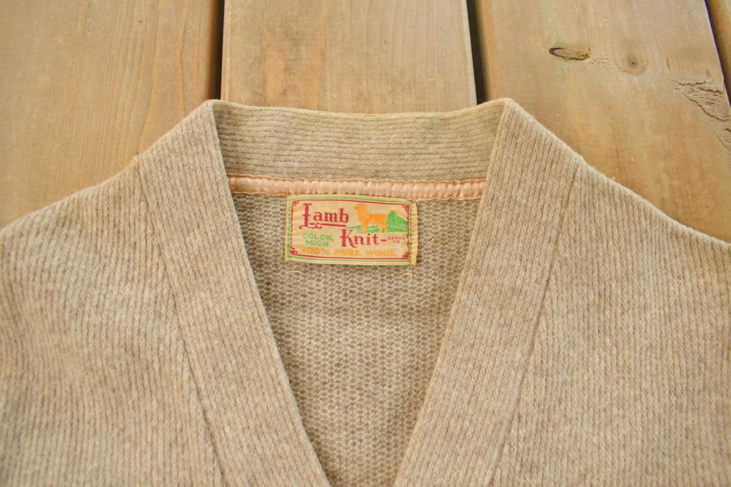 Vintage 1950s Lamb Knit Wool Knit Cardigan Sweater Men's Small